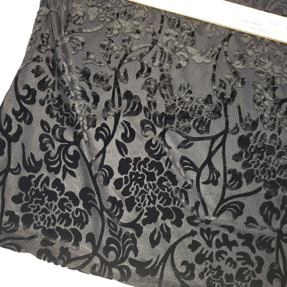 Vintage Caron Velvet Embossed Top Blouse Womens Black Sz 14 Lined Sheer Sleeves - Picture 8 of 14